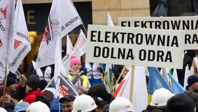 Protest energetyków w Warszawie w obronie polskiego przemysłu