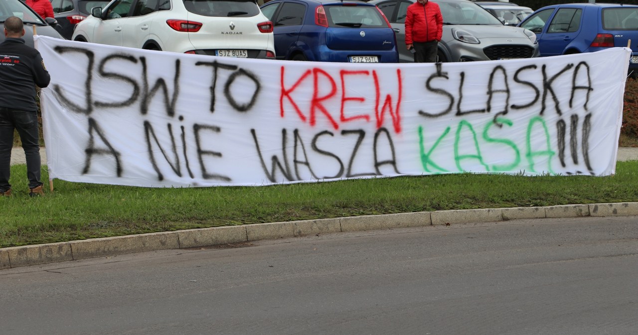 Protest górników JSW  w Jastrzębiu Zdroju