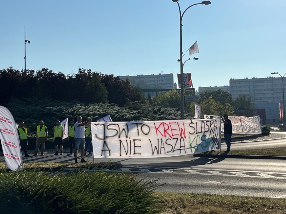Protest górników w Jastrzębiu-Zdroju. /Anna Kropaczek /RMF FM
