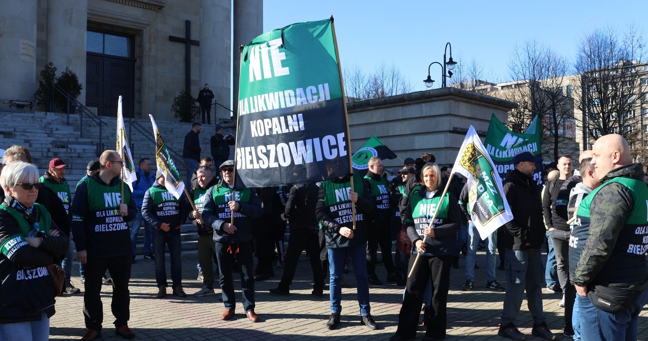 Protest górników w Katowicach. Galeria