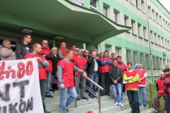 Protest górników w Sosnowcu przeciwko likwidacją kopalni