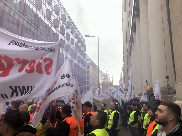 Protest górników w Warszawie /Michał Dobrołowicz /RMF FM