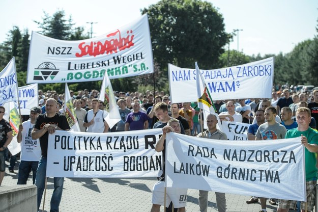Protest górników z Bogdanki /Wojciech Pacewicz /PAP