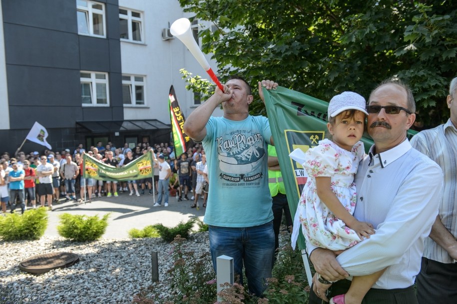 Protest górników z Bogdanki /Wojciech Pacewicz /PAP