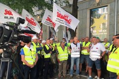 Protest górników z JSW w Warszawie 