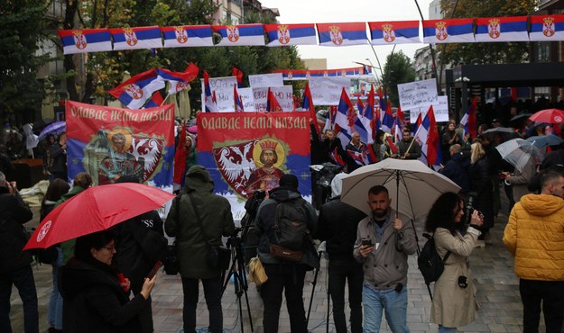 Protest kosowskich Serbów w Północnej Mitrovicy /AA/ABACA /PAP/EPA