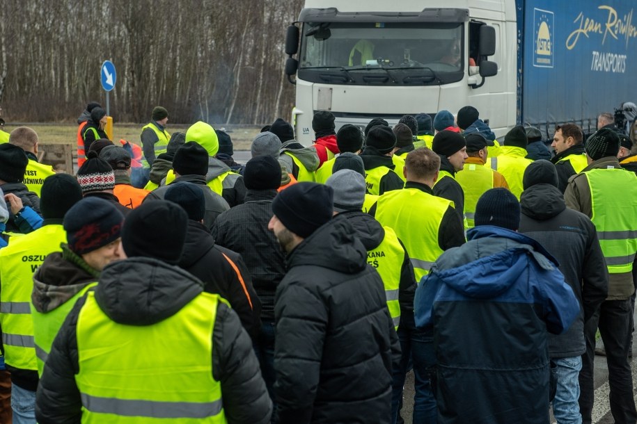Protest na przejściu granicznym w Dorohusku /Wojtek Jargiło /PAP