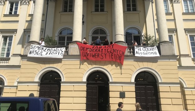 Protest na Uniwersytecie Warszawskim /Michał Dobrołowicz /RMF FM