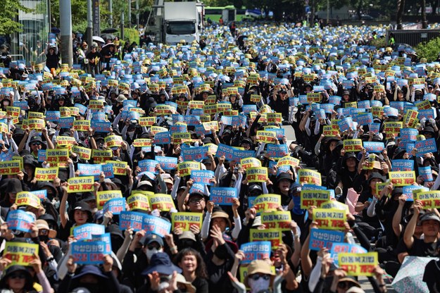 Protest nauczycieli w Seulu /YONHAP   /PAP/EPA