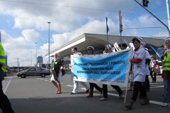 Protest pielęgniarek na ulicach Warszawy