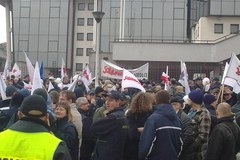 Protest pocztowców w Warszawie 