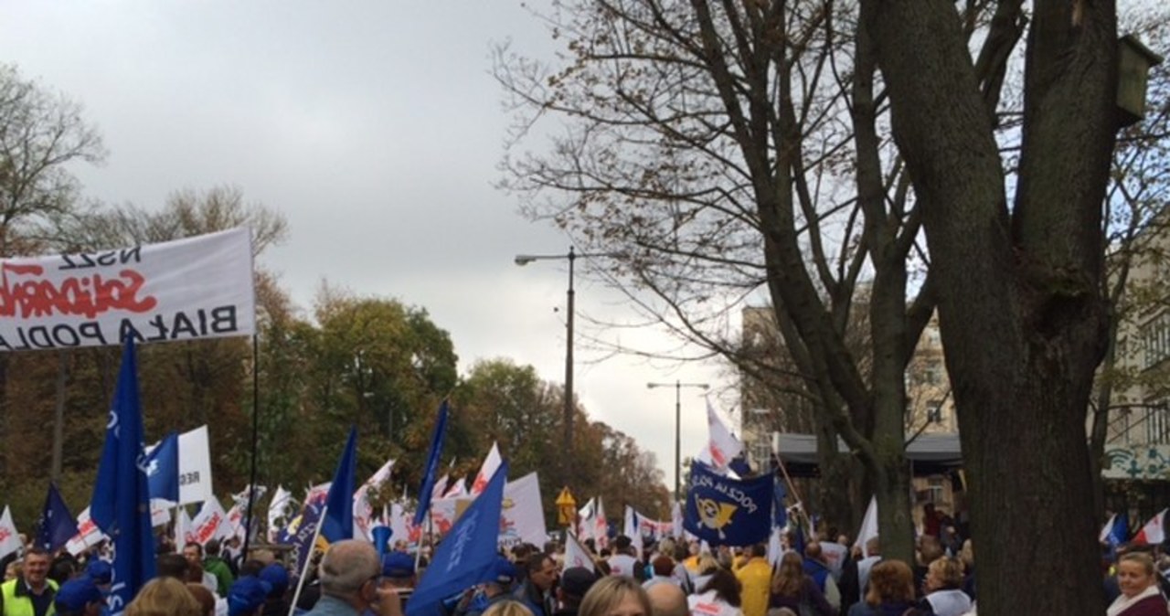 Protest pocztowców w Warszawie