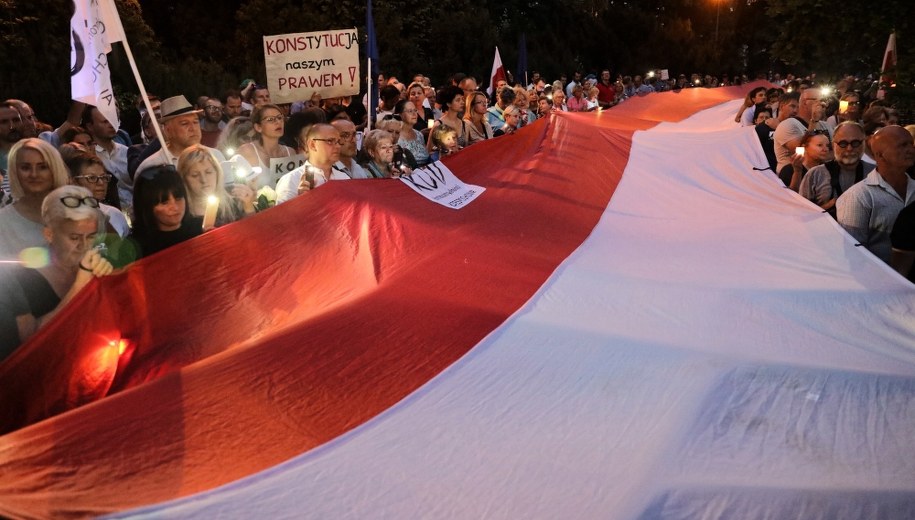 Protest pod hasłem "Jedź pod Senat, Polsko!" przed Senatem. /	Tomasz Gzell   /PAP