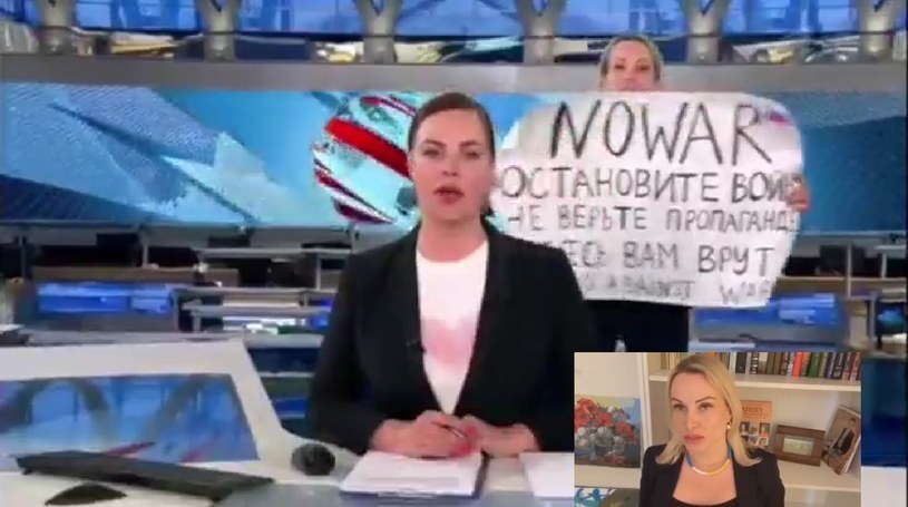Protest podczas wydania wiadomości w telewizji na żywo /Twitter /materiały prasowe