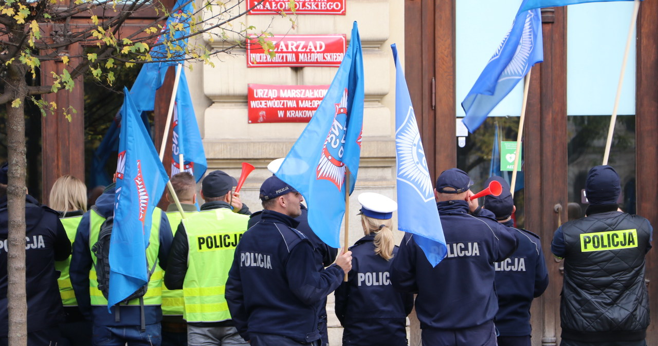 Protest policjantów w Krakowie 