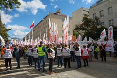 Protest pracowników Beko w Warszawie