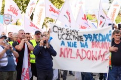 Protest pracowników Beko w Warszawie