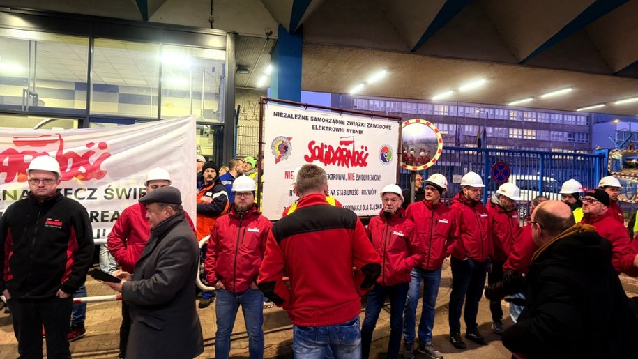 Protest pracowników Elektrowni Rybnik /Jacek Skóra /RMF FM