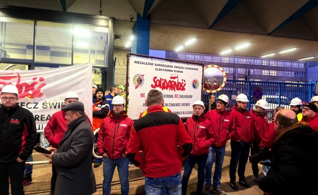 Protest pracowników elektrowni w Rybniku