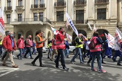 Protest pracowników kopalni i elektrowni Turów. "Praca w Polsce naszym prawem'