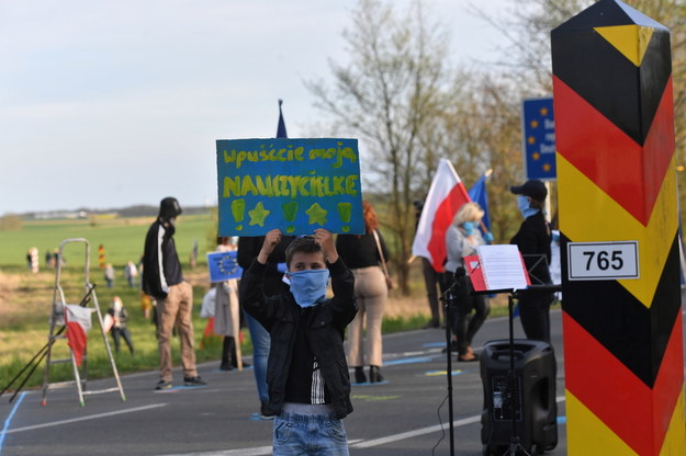 Protest pracowników transgranicznych / 	Marcin Bielecki    /PAP