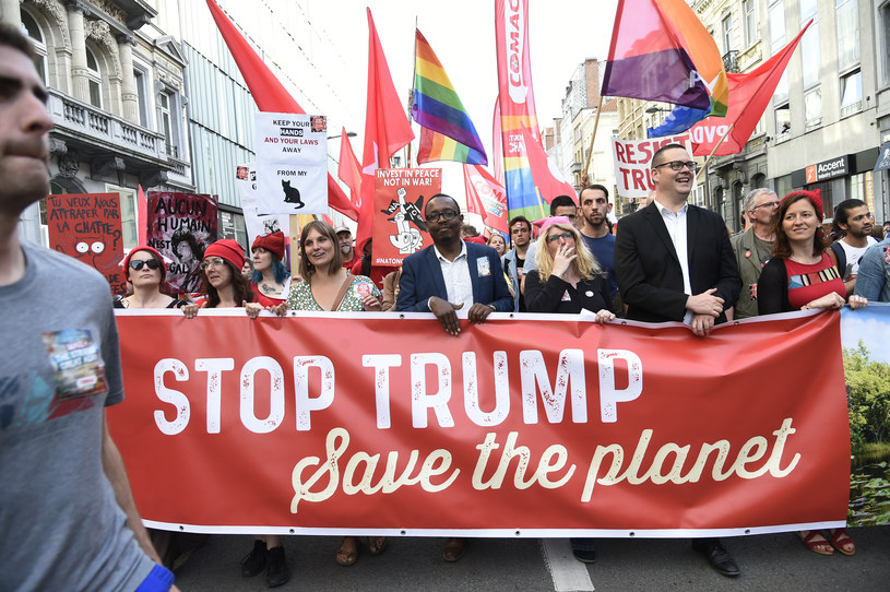 Protest przeciwko Donaldowi Trumpowi w Brukseli /AFP