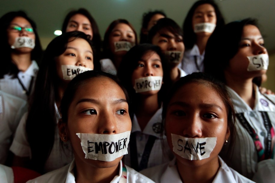 Protest przeciwko porwaniu nigeryjskich uczennic /RITCHIE B. TONGO /PAP/EPA