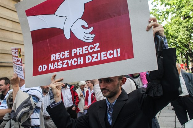 Protest przeciwko wprowadzeniu edukacji seksualnej w przedszkolach i szkołach. Warszawa, maj 2013 /Jakub Kamiński   /PAP