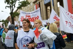 Protest przed gmachem resortu edukacji w Warszawie