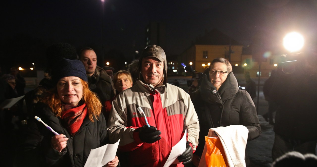 Protest przed Komendą Stołeczną Policji w Warszawie