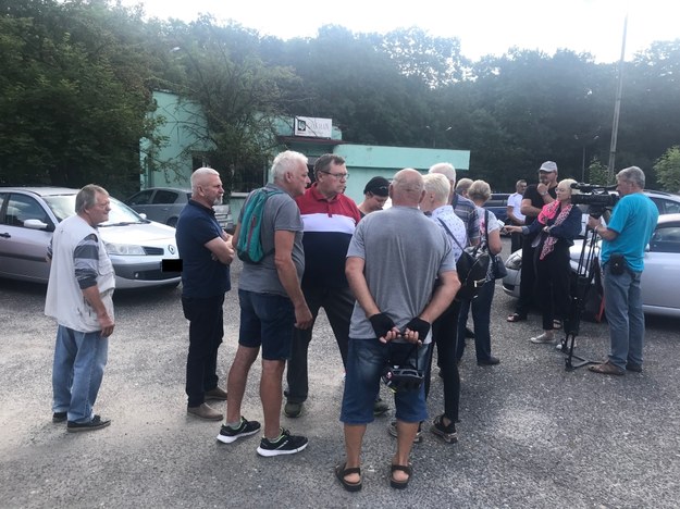 Protest przed kopalnią Jankowice w Rybniku /Marcin Buczek /RMF FM