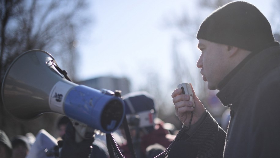 Protest przed siedzibą LOT-u /Marcin Obara /PAP