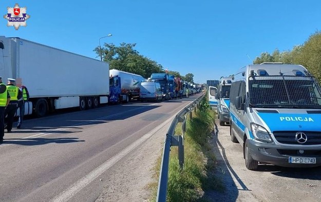 Protest przewoźników na przejściu granicznym w Dorohusku /Policja Lubelska /Policja