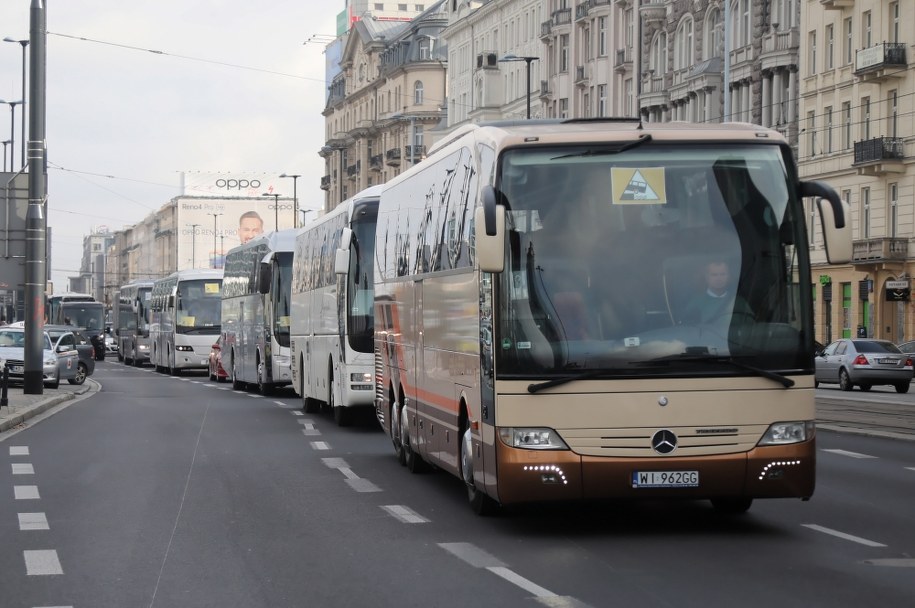 Protest przewoźników w centrum Warszawy /	Wojciech Olkuśnik /PAP