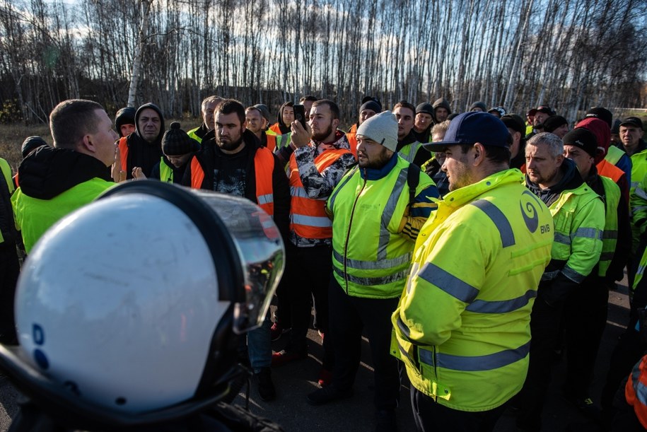 Protest przewoźników w Dorohusku /Wojciech Jargilo /PAP