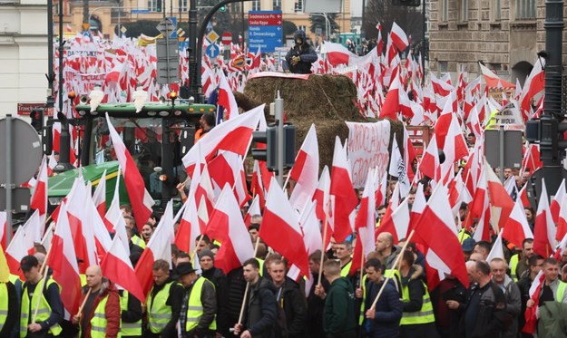 Protest rolników "Gwiaździsty Marsz na Warszawę" (27.02.2024) / 	Leszek Szymański    /PAP