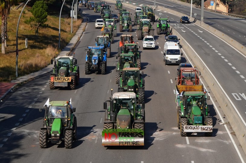 Protest rolników w Barcelonie. Trwają demonstracje rolników w całej Europie, 9 lutego obejmą one także Polskę /PAU BARRENA  /AFP