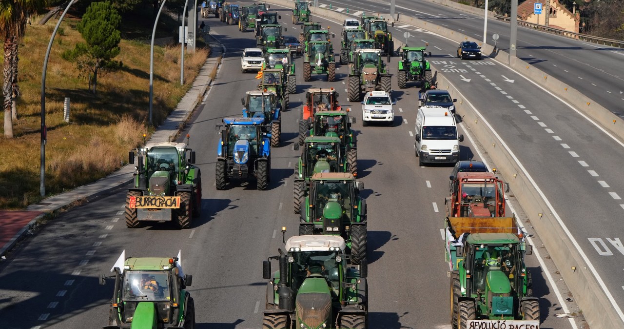 Protest rolników w Barcelonie. Trwają demonstracje rolników w całej Europie, 9 lutego obejmą one także Polskę /PAU BARRENA  /AFP
