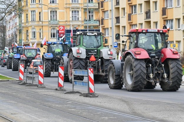 Protest rolników zorganizowany przez ZZKiOR w Szczecinie. /	Marcin Bielecki   /PAP