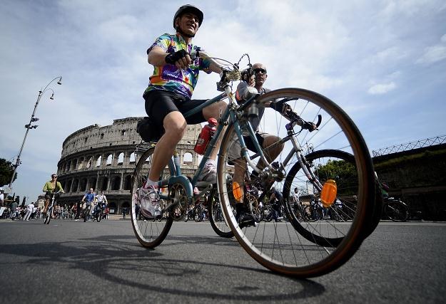 Protest rowerzystów w Rzymie /AFP