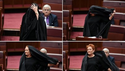 Protest senator. Przyszła w burce do parlamentu