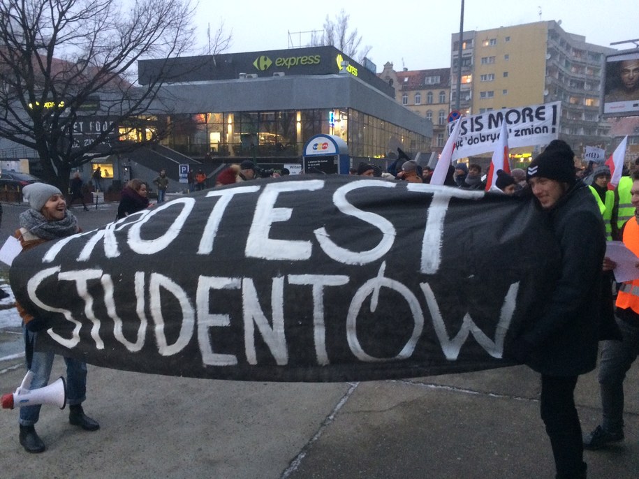 Protest studentów we Wrocławiu. /Bartłomiej Paulus /RMF FM