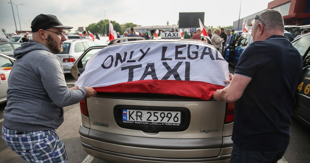 Protest taksówkarzy w Warszawie