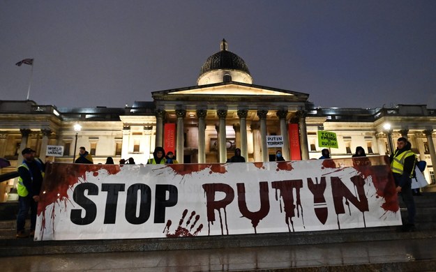 Protest w Londynie przeciwko rosyjskiej inwazji na Ukrainę /ANDY RAIN /PAP/EPA