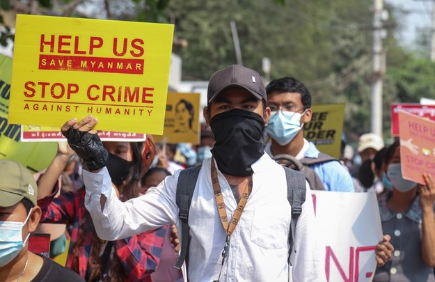 Protest w Mandalaj /STRINGER /PAP/EPA