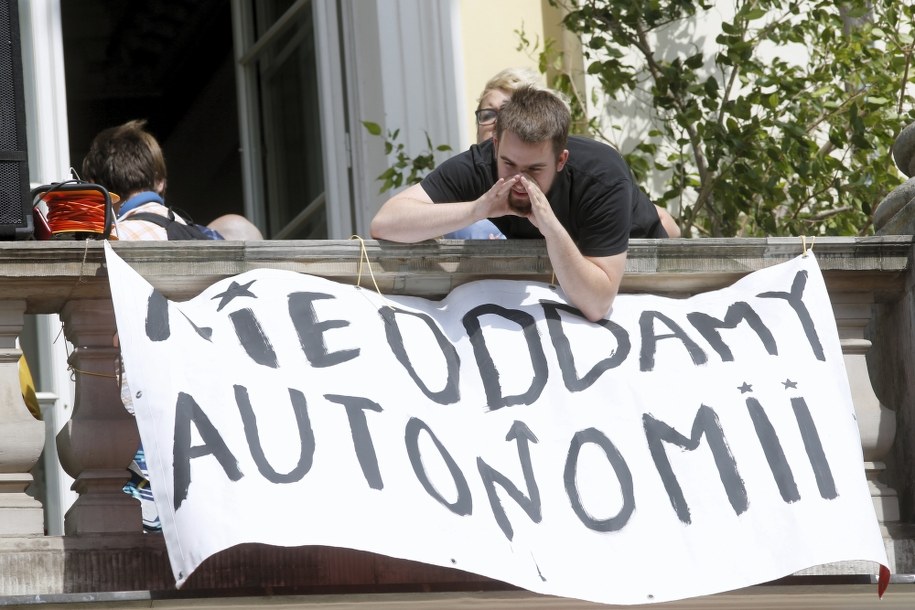 Protest w Pałacu Kazimierzowskim na terenie kampusu Uniwersytetu Warszawskiego /Adam Guz /PAP