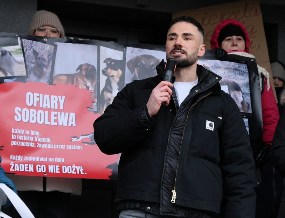 Protest w Sobolewie (styczeń 2026 r.) Na zdjęciu poseł Łukasz Litewka /Pawel Wodzynski /East News