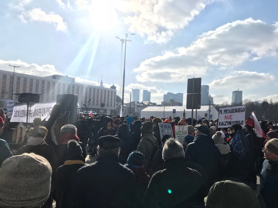 Protest w Warszawie /Michał Dobrołowcz /RMF FM