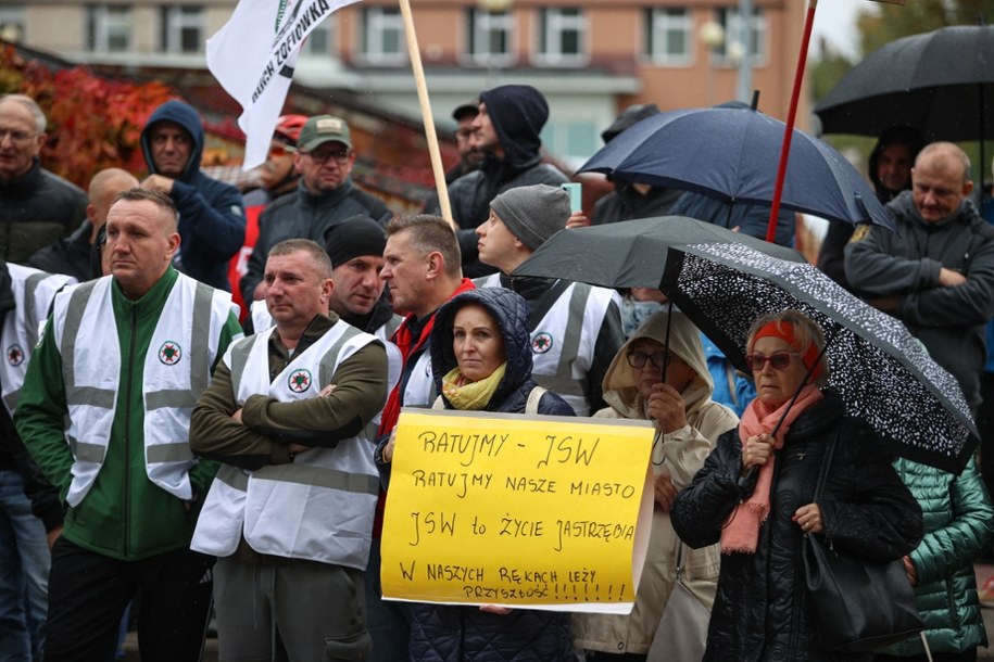 Protest związkowców Jastrzębskiej Spółki Węglowej - pażdziernik 2025 r. /Jarek Praszkiewicz /PAP