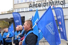 Protest związkowców z krakowskiej huty